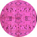 Round Machine Washable Oriental Pink Industrial Rug, wshurb3012pnk