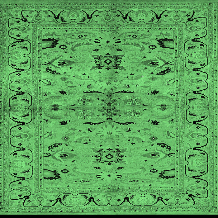 Square Machine Washable Oriental Emerald Green Industrial Area Rugs, wshurb3012emgrn