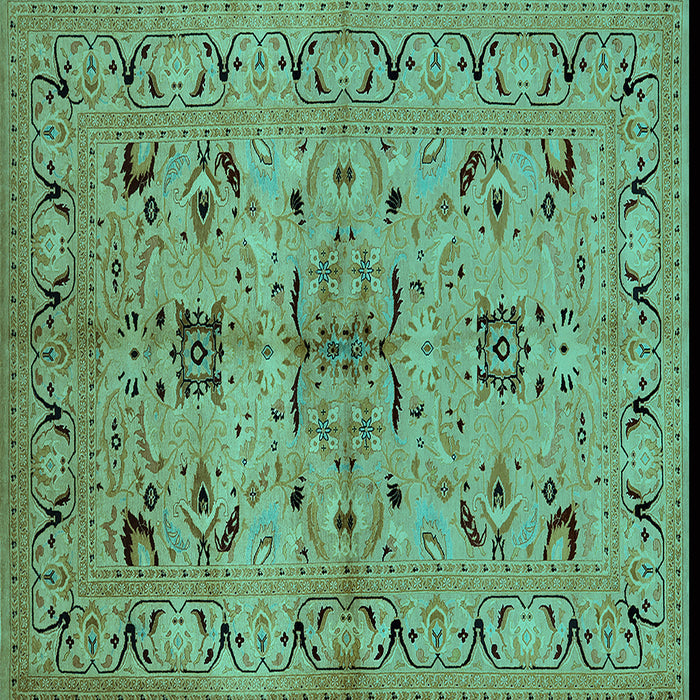 Square Machine Washable Oriental Turquoise Industrial Area Rugs, wshurb3012turq