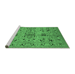 Sideview of Machine Washable Oriental Emerald Green Industrial Area Rugs, wshurb3012emgrn