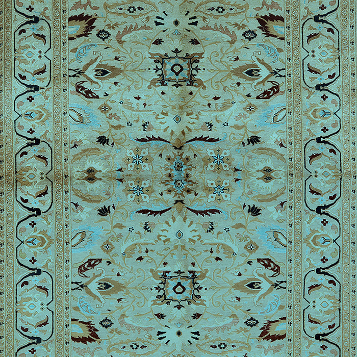 Machine Washable Oriental Light Blue Industrial Rug, wshurb3012lblu