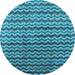 Round Machine Washable Oriental Light Blue Industrial Rug, wshurb3013lblu