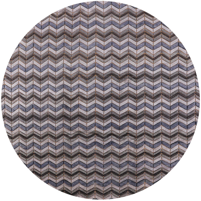 Round Mid-Century Modern Purple Oriental Rug, urb3013