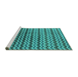 Sideview of Machine Washable Oriental Turquoise Industrial Area Rugs, wshurb3013turq