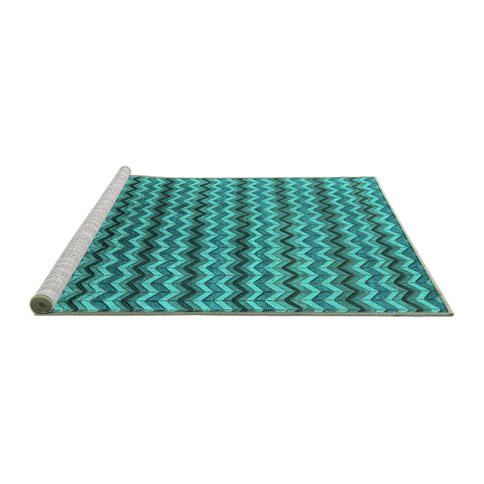 Sideview of Machine Washable Oriental Turquoise Industrial Area Rugs, wshurb3013turq