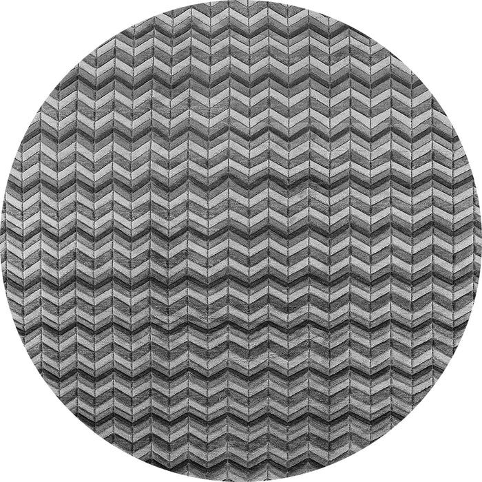 Round Machine Washable Oriental Gray Industrial Rug, wshurb3013gry