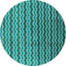 Round Machine Washable Oriental Turquoise Industrial Area Rugs, wshurb3013turq