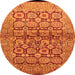 Round Machine Washable Oriental Orange Industrial Area Rugs, wshurb3014org