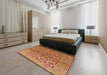 Mid-Century Modern Orange Oriental Rug in a Bedroom, urb3014