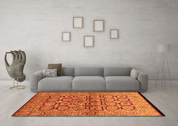 Machine Washable Oriental Orange Industrial Area Rugs in a Living Room, wshurb3014org