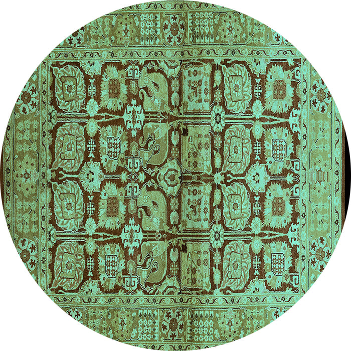 Round Oriental Turquoise Industrial Rug, urb3014turq