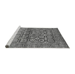 Sideview of Machine Washable Oriental Gray Industrial Rug, wshurb3014gry