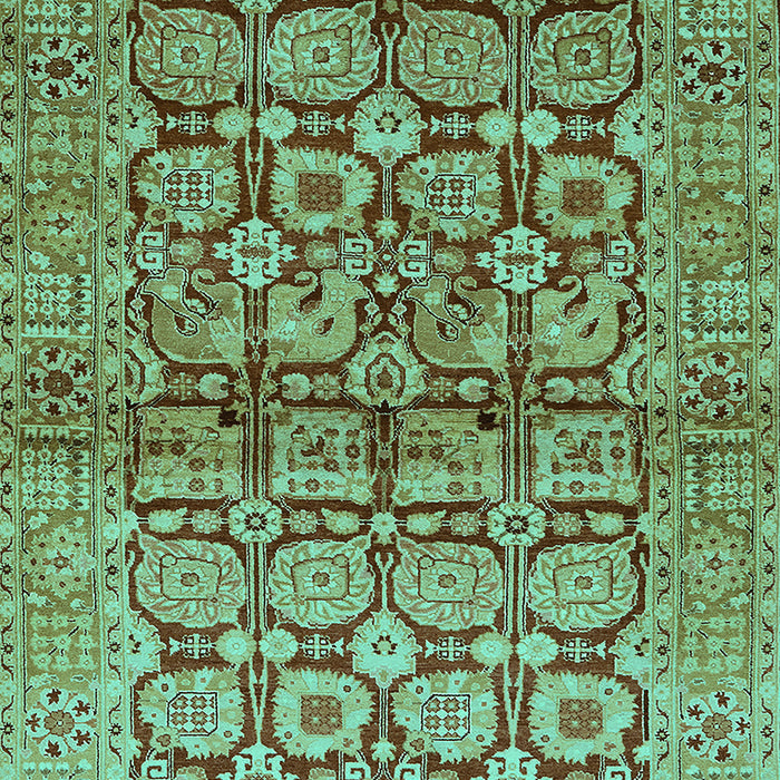 Machine Washable Oriental Turquoise Industrial Area Rugs, wshurb3014turq