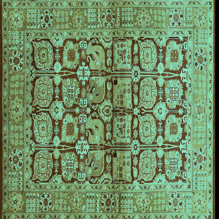 Square Machine Washable Oriental Turquoise Industrial Area Rugs, wshurb3014turq