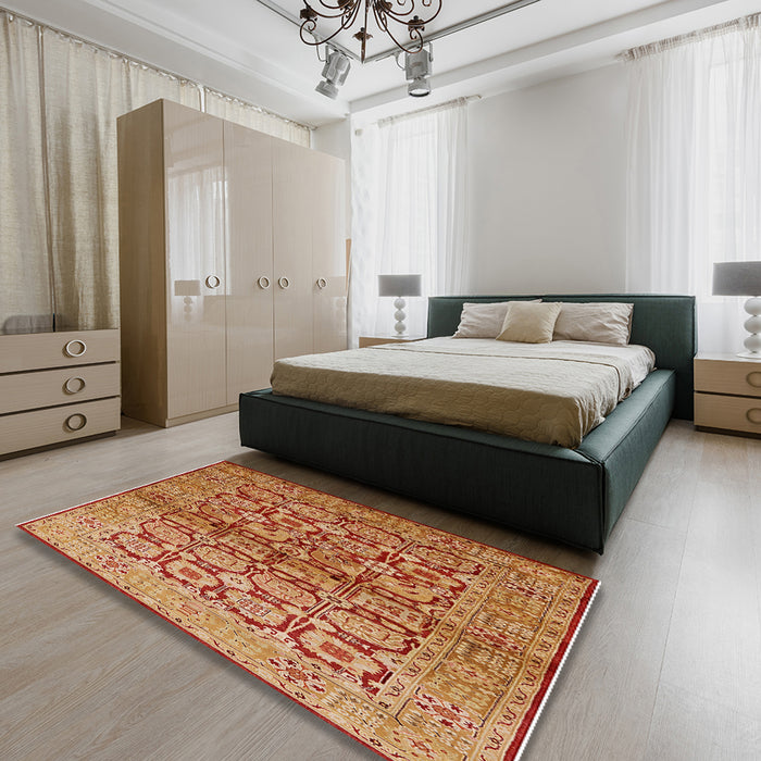 Machine Washable Industrial Modern Orange Rug in a Bedroom, wshurb3014