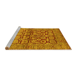 Sideview of Machine Washable Oriental Yellow Industrial Rug, wshurb3014yw