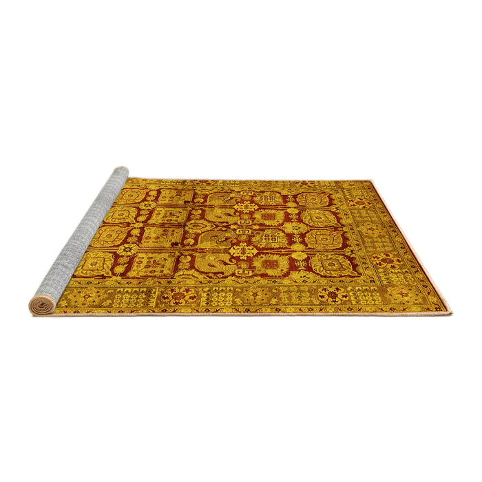 Sideview of Machine Washable Oriental Yellow Industrial Rug, wshurb3014yw