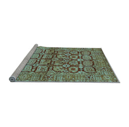 Sideview of Machine Washable Oriental Light Blue Industrial Rug, wshurb3014lblu