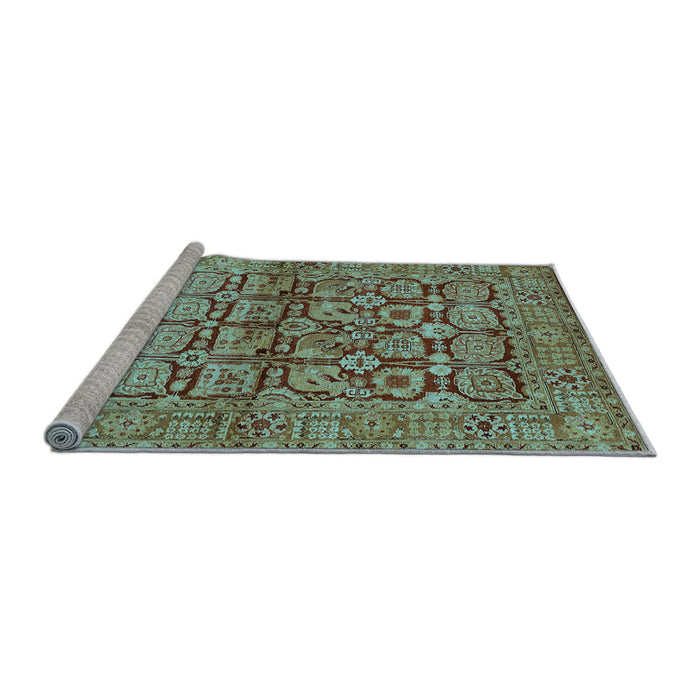 Sideview of Machine Washable Oriental Light Blue Industrial Rug, wshurb3014lblu