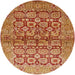 Round Mid-Century Modern Orange Oriental Rug, urb3014