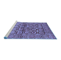 Sideview of Machine Washable Oriental Blue Industrial Rug, wshurb3014blu
