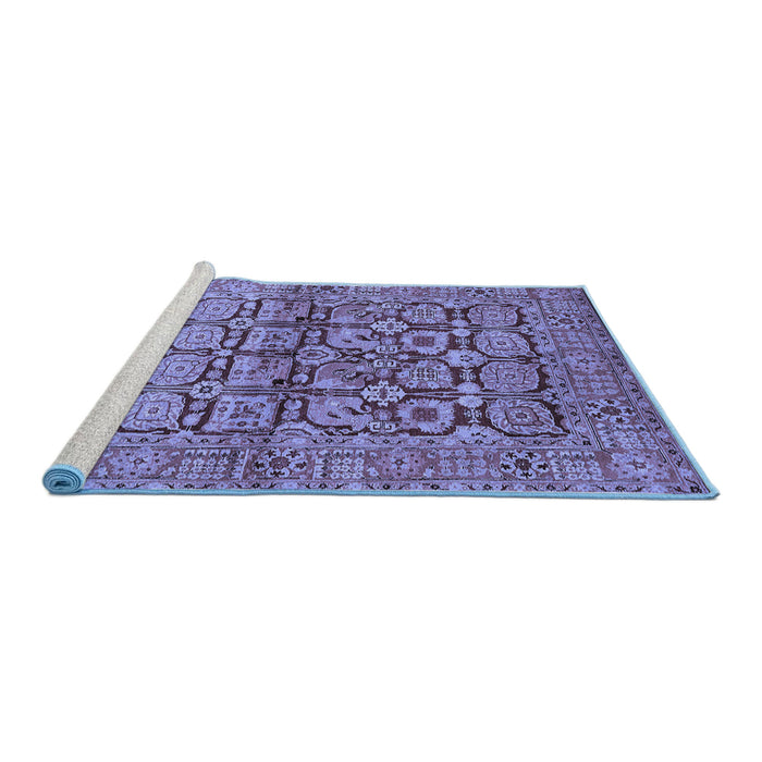 Sideview of Machine Washable Oriental Blue Industrial Rug, wshurb3014blu