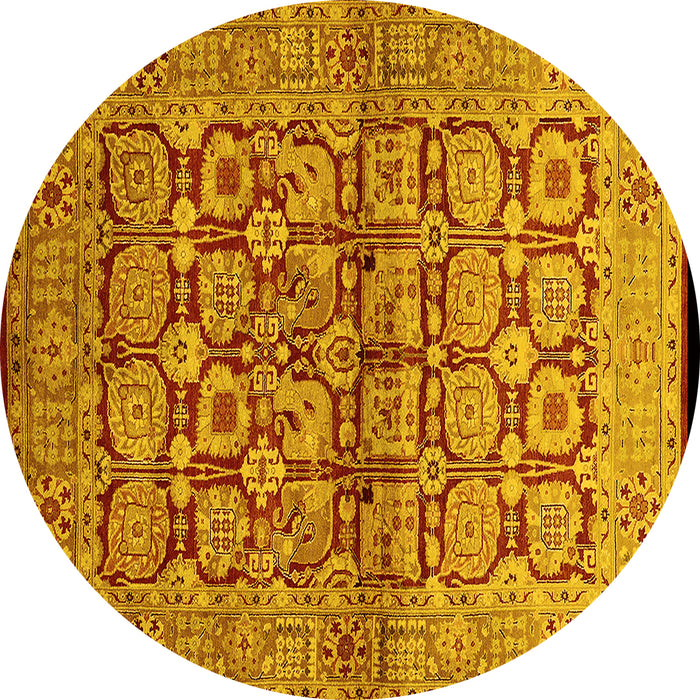 Round Oriental Yellow Industrial Rug, urb3014yw
