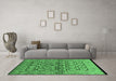 Machine Washable Oriental Emerald Green Industrial Area Rugs in a Living Room,, wshurb3014emgrn