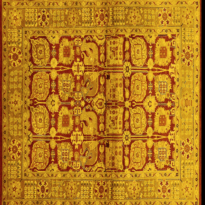 Square Machine Washable Oriental Yellow Industrial Rug, wshurb3014yw
