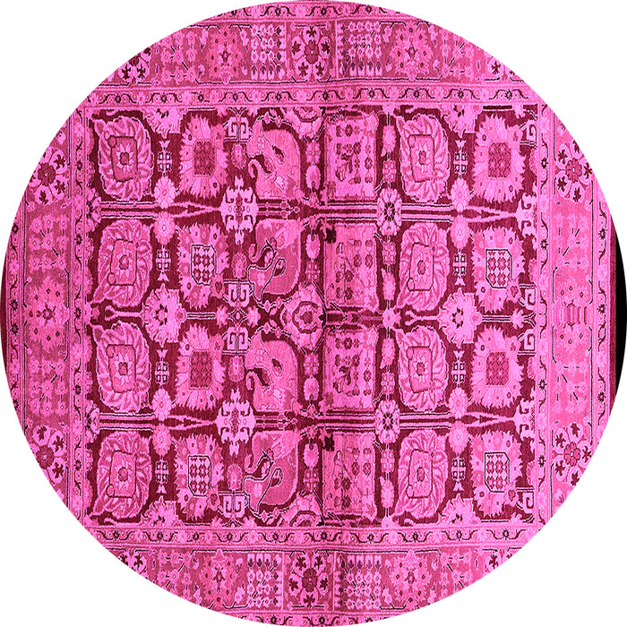 Round Machine Washable Oriental Pink Industrial Rug, wshurb3014pnk