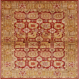 Square Mid-Century Modern Orange Oriental Rug, urb3014