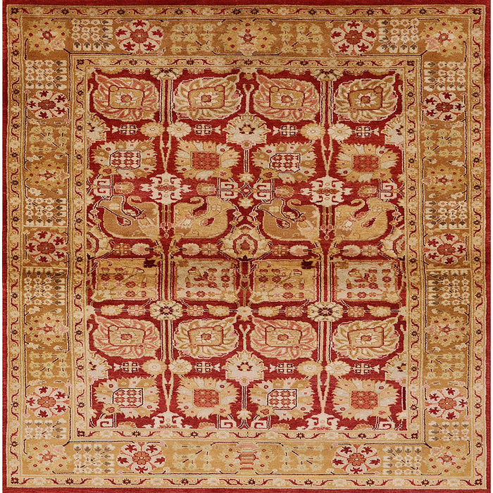 Square Mid-Century Modern Orange Oriental Rug, urb3014