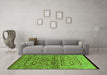 Machine Washable Oriental Green Industrial Area Rugs in a Living Room,, wshurb3014grn