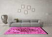 Machine Washable Oriental Pink Industrial Rug in a Living Room, wshurb3015pnk