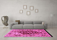 Machine Washable Oriental Pink Industrial Rug, wshurb3015pnk