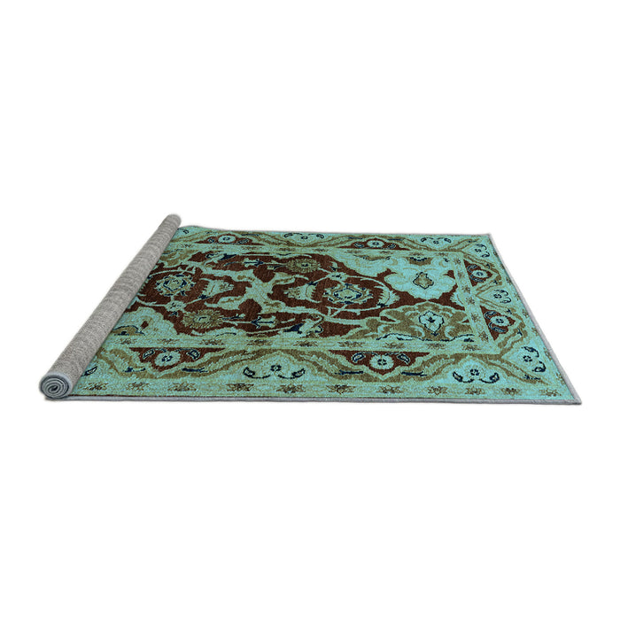 Sideview of Machine Washable Oriental Light Blue Industrial Rug, wshurb3015lblu