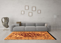 Machine Washable Oriental Orange Industrial Rug, wshurb3015org