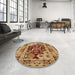 Round Machine Washable Industrial Modern Mahogany Brown Rug in a Office, wshurb3015