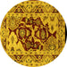 Round Oriental Yellow Industrial Rug, urb3015yw