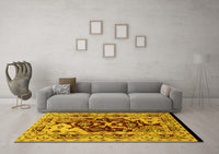 Machine Washable Oriental Yellow Industrial Rug, wshurb3015yw