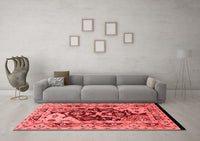 Machine Washable Oriental Red Industrial Rug, wshurb3015red