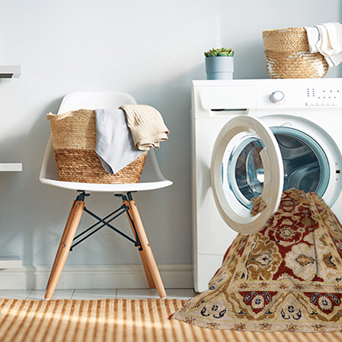 Machine Washable Industrial Modern Mahogany Brown Rug in a Washing Machine, wshurb3015