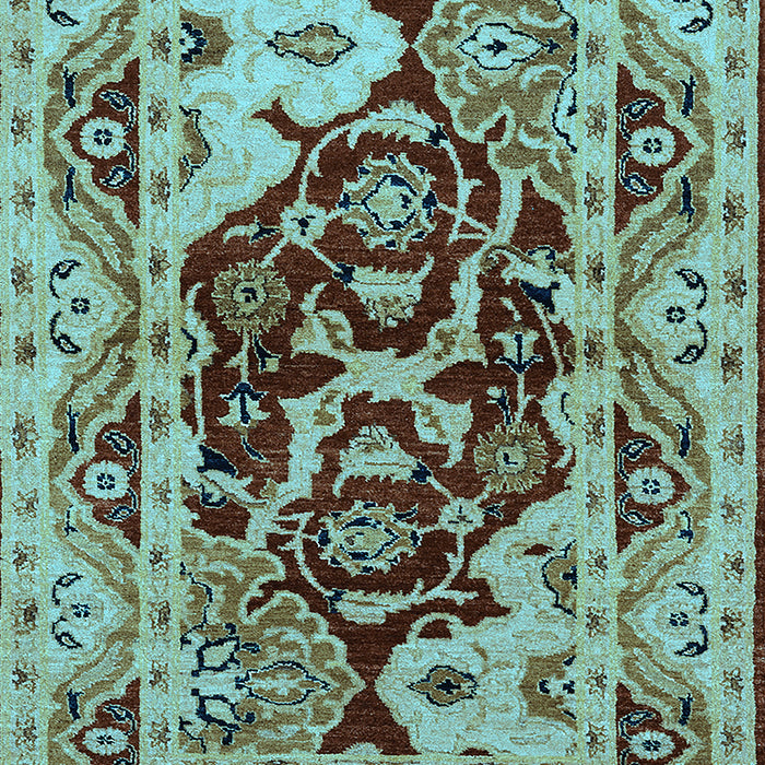 Machine Washable Oriental Light Blue Industrial Rug, wshurb3015lblu