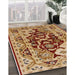 Mid-Century Modern Mahogany Brown Oriental Rug in Family Room, urb3015