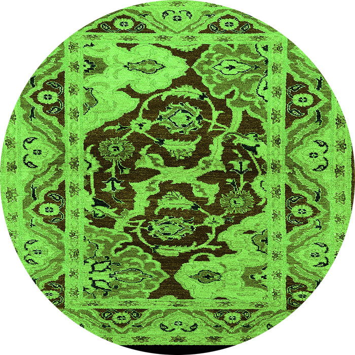 Round Machine Washable Oriental Green Industrial Area Rugs, wshurb3015grn