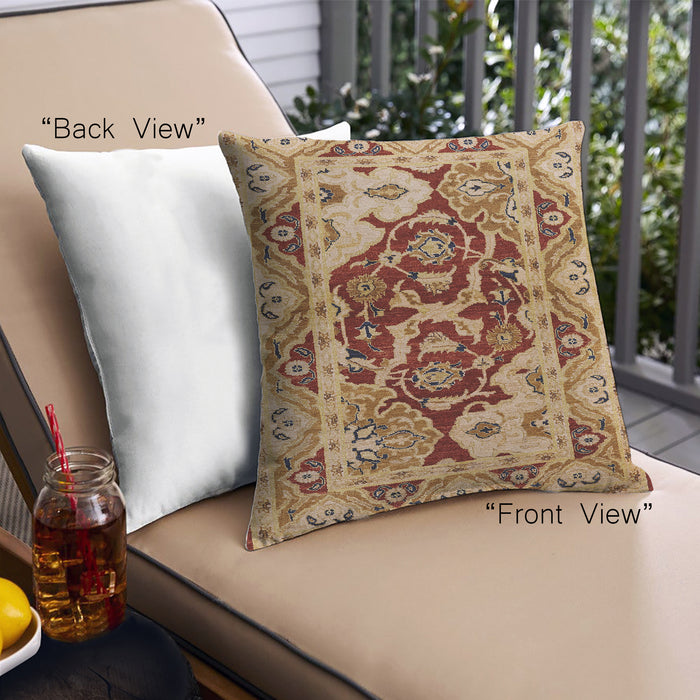 Front View of Mid-Century Modern Urban Square Mahogany Brown Throw Pillow, 18 inch by 18 inch, pwurb3015