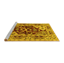 Sideview of Machine Washable Oriental Yellow Industrial Rug, wshurb3015yw