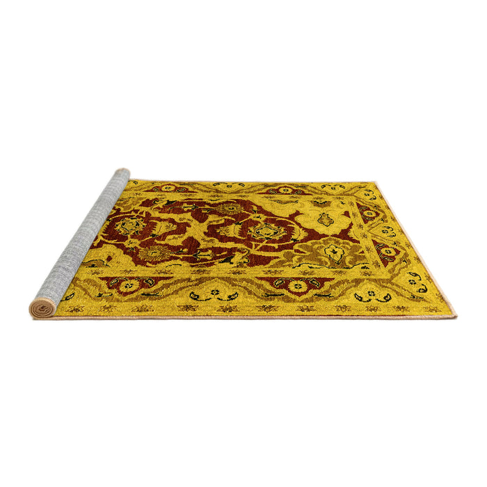 Sideview of Machine Washable Oriental Yellow Industrial Rug, wshurb3015yw