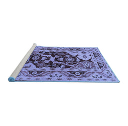 Sideview of Machine Washable Oriental Blue Industrial Rug, wshurb3015blu