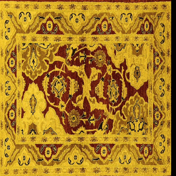 Square Machine Washable Oriental Yellow Industrial Rug, wshurb3015yw